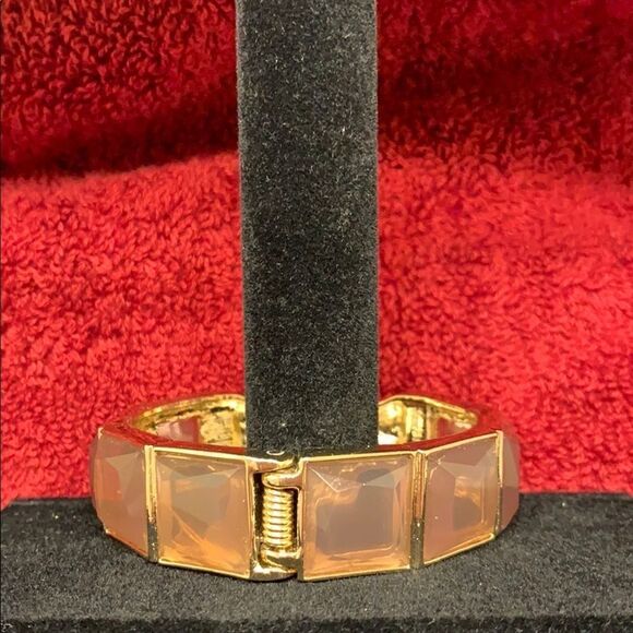 Cuff Bracelet Gold tones Gem accents - Picture 6 of 10